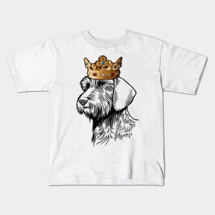 Wirehaired Dachshund Dog King Queen Wearing Crown Kids T-Shirt